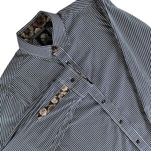 English Laundry Button Down Men Size M Navy White Dot Paisley Cotton Shirt